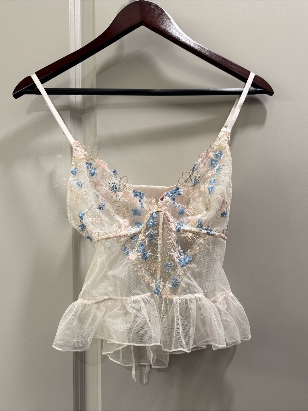 victoria’s secret dream angels wildflower embroidery flounce bra top